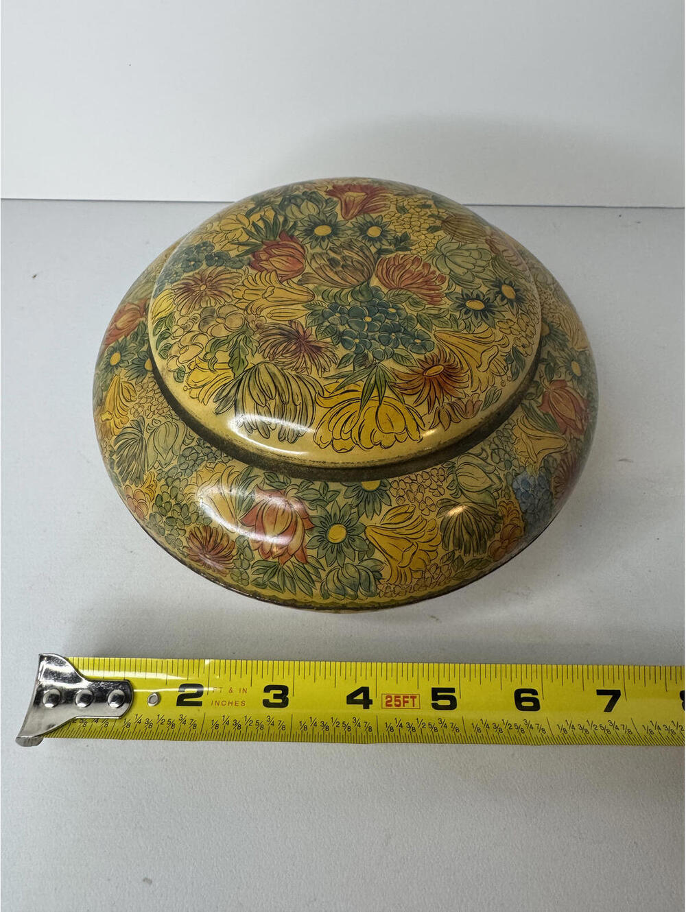 Vintage Floral Decorative Metal Tin Container